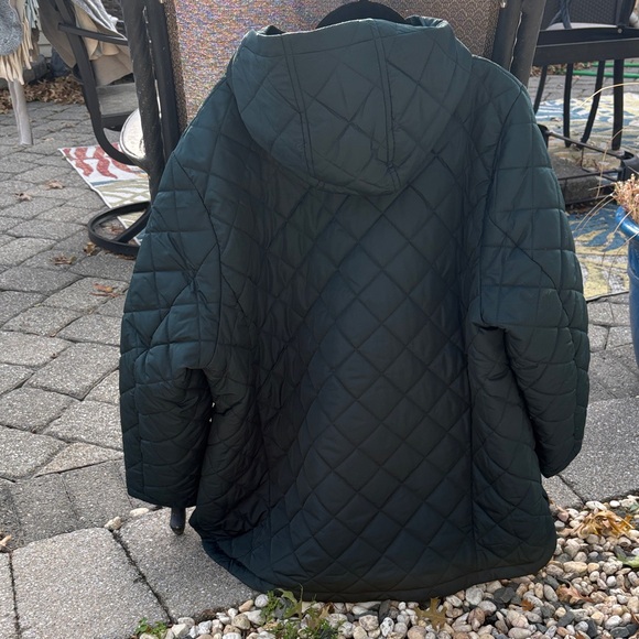 Lands' End Women's Quilted Puffer Jacket. Color is hunter green. - Picture 2 of 2